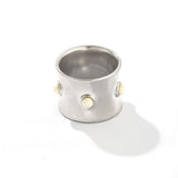Designer Curved Black Onyx & Deer Antler Stone Band Ring - floysun