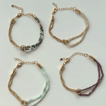 Designer Double Chain & Mixed Natural Stone Bracelets - floysun