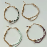 Designer Double Chain & Mixed Natural Stone Bracelets - floysun
