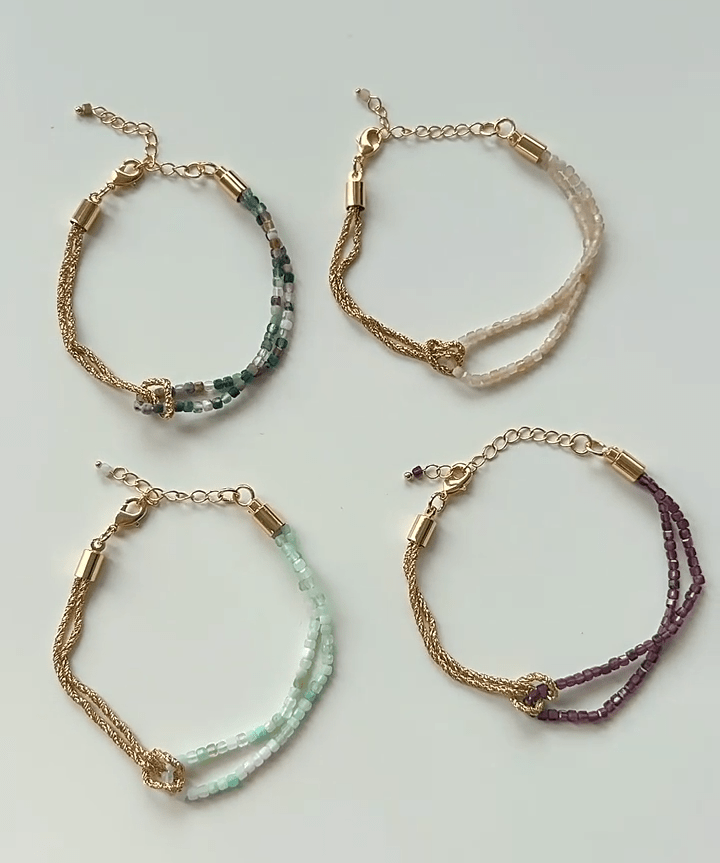 Designer Double Chain & Mixed Natural Stone Bracelets - floysun