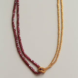 Designer Double Chain & Mixed Natural Stone Necklace - floysun
