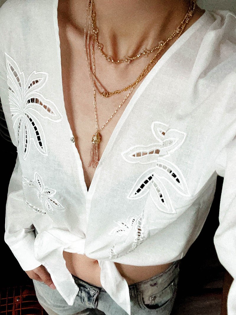 Designer Double Chain & Mixed Natural Stone Necklace - floysun