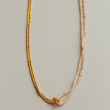 Designer Double Chain & Mixed Natural Stone Necklace - floysun