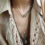 Designer Double Chain & Mixed Natural Stone Necklace - floysun