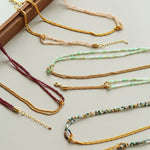 Designer Double Chain & Mixed Natural Stone Necklace - floysun