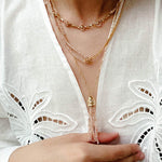 Designer Double Chain & Mixed Natural Stone Necklace - floysun