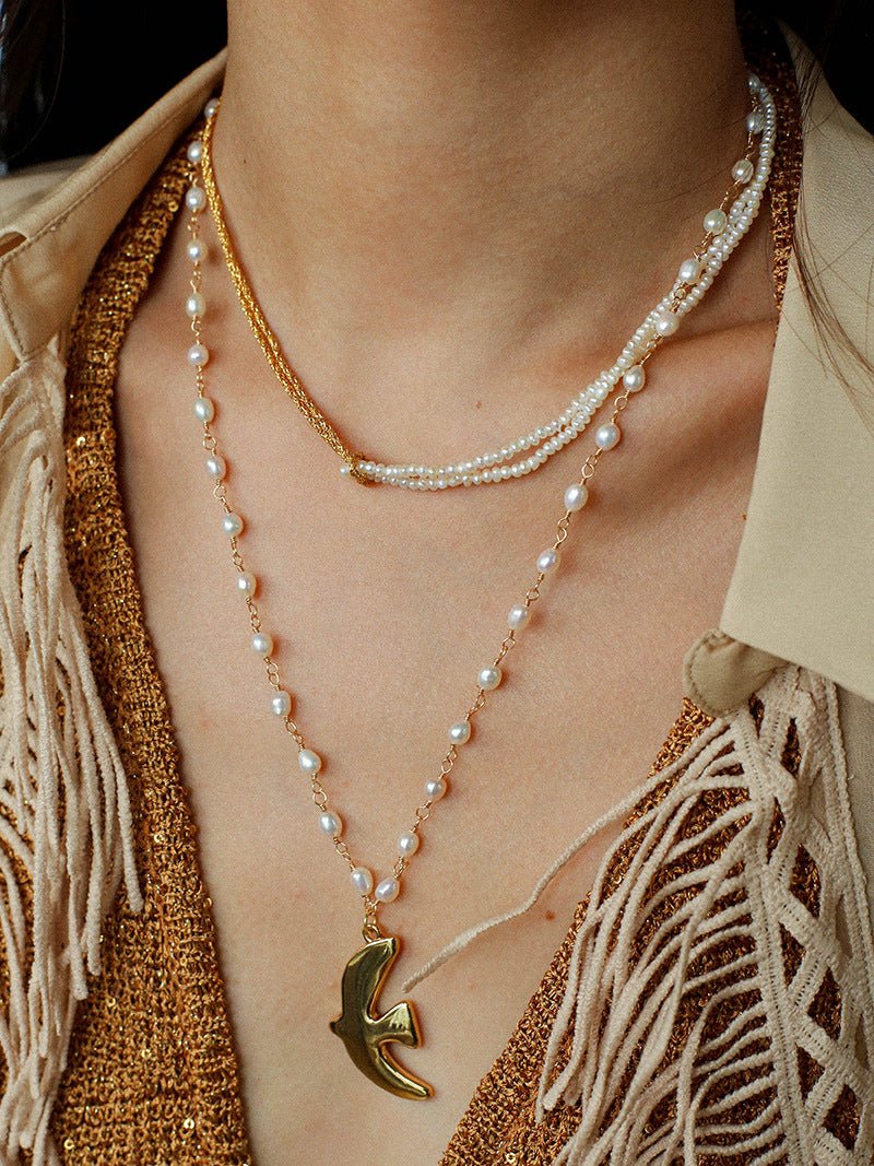 Designer Double Chain & Mixed Natural Stone Necklace - floysun