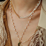 Designer Double Chain & Mixed Natural Stone Necklace - floysun