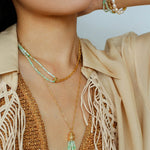 Designer Double Chain & Mixed Natural Stone Necklace - floysun