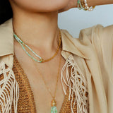 Designer Double Chain & Mixed Natural Stone Necklace - floysun