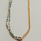 Designer Double Chain & Mixed Natural Stone Necklace - floysun