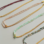 Designer Double Chain & Mixed Natural Stone Necklace - floysun