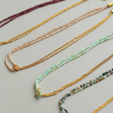 Designer Double Chain & Mixed Natural Stone Necklace - floysun
