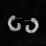 Designer Premium Dual Band Lava Textured Hoop Earrings - floysun