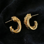 Designer Premium Dual Band Lava Textured Hoop Earrings - floysun
