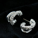 Designer Premium Dual Band Lava Textured Hoop Earrings - floysun