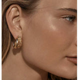 Designer Premium Dual Band Lava Textured Hoop Earrings - floysun