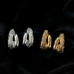 Designer Premium Dual Band Lava Textured Hoop Earrings - floysun