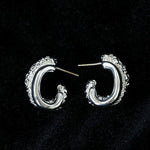 Designer Premium Dual Band Lava Textured Hoop Earrings - floysun