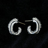 Designer Premium Dual Band Lava Textured Hoop Earrings - floysun
