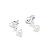 Detachable Double Heart CZ Stud Earrings - floysun