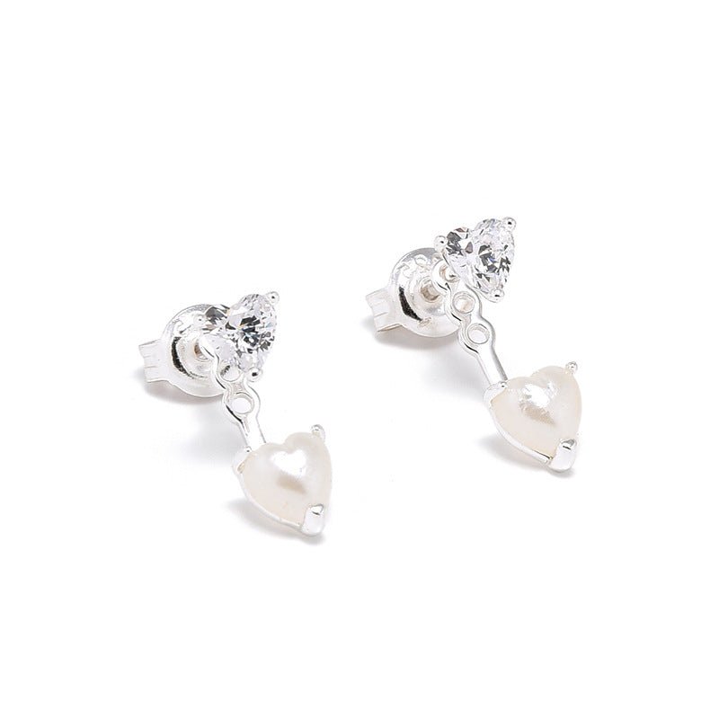 Detachable Double Heart CZ Stud Earrings - floysun