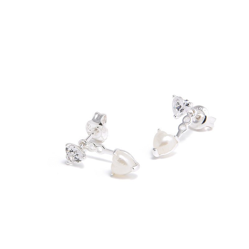 Detachable Double Heart CZ Stud Earrings - floysun
