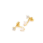 Detachable Double Heart CZ Stud Earrings - floysun