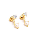 Detachable Double Heart CZ Stud Earrings - floysun