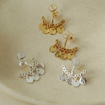 Detachable Freshwater Pearl Hammered Coin Ear Jacket Earrings - floysun