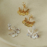 Detachable Freshwater Pearl Hammered Coin Ear Jacket Earrings - floysun