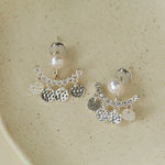 Detachable Freshwater Pearl Hammered Coin Ear Jacket Earrings - floysun