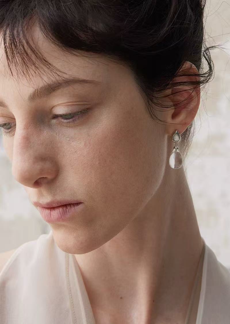 Dewdrop Earrings with Crystal, Onyx, Grey Agate & Tiger’s Eye - floysun