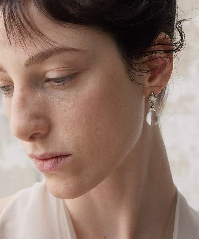 Dewdrop Earrings with Crystal, Onyx, Grey Agate & Tiger’s Eye - floysun