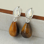 Dewdrop Earrings with Crystal, Onyx, Grey Agate & Tiger’s Eye - floysun