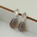 Dewdrop Earrings with Crystal, Onyx, Grey Agate & Tiger’s Eye - floysun