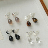 Dewdrop Earrings with Crystal, Onyx, Grey Agate & Tiger’s Eye - floysun
