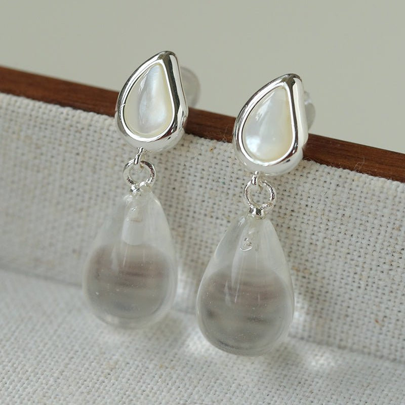 Dewdrop Earrings with Crystal, Onyx, Grey Agate & Tiger’s Eye - floysun