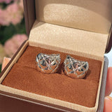 Diamond - Cut Quilted Clip - On Studs - Silver - floysun