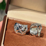 Diamond - Cut Quilted Clip - On Studs - Silver - floysun