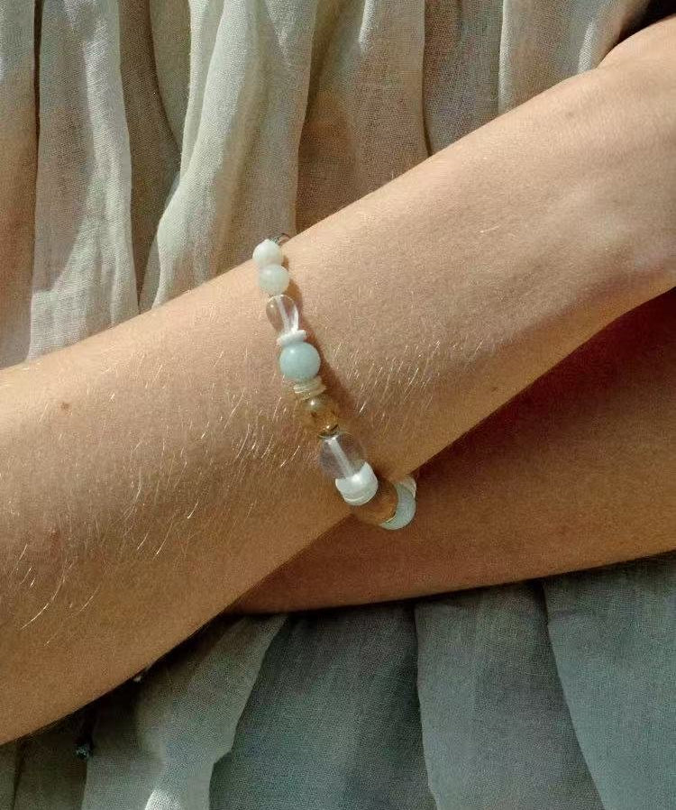 Dopamine Beaded Wave Bracelet – Blue Amazonite Edition - floysun