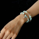Dopamine Beaded Wave Bracelet – Blue Amazonite Elastic Bead Edition - floysun