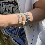 Dopamine Beaded Wave Bracelet – Blue Amazonite Elastic Bead Edition - floysun