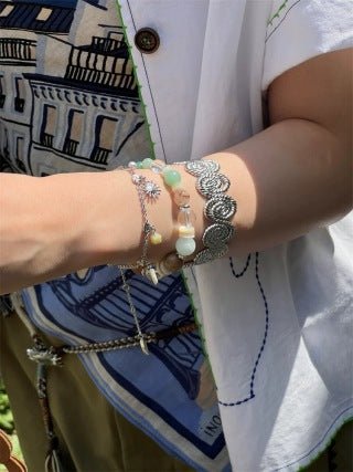 Dopamine Beaded Wave Bracelet – Blue Amazonite Elastic Bead Edition - floysun