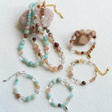 Dopamine Beaded Wave Bracelet – Blue Amazonite Elastic Bead Edition - floysun