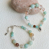 Dopamine Beaded Wave Bracelet – Blue Amazonite Elastic Bead Edition - floysun