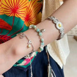 Dopamine Beaded Wave Bracelet – Blue Amazonite Elastic Bead Edition - floysun