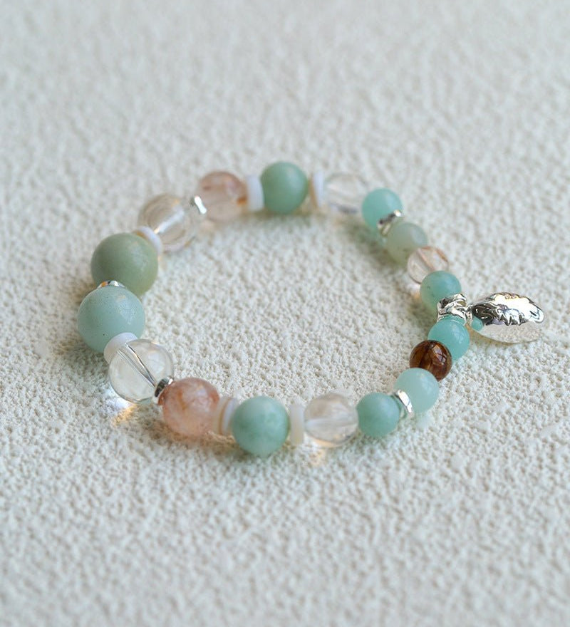 Dopamine Beaded Wave Bracelet – Blue Amazonite Elastic Bead Edition - floysun
