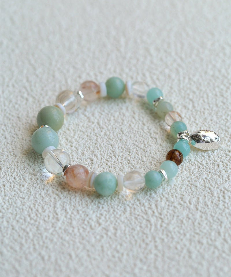Dopamine Beaded Wave Bracelet – Blue Amazonite Elastic Bead Edition - floysun