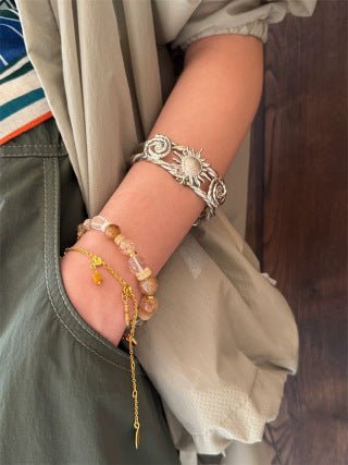 Dopamine Beaded Wave Bracelet – Golden Brown Aventurine Edition - floysun